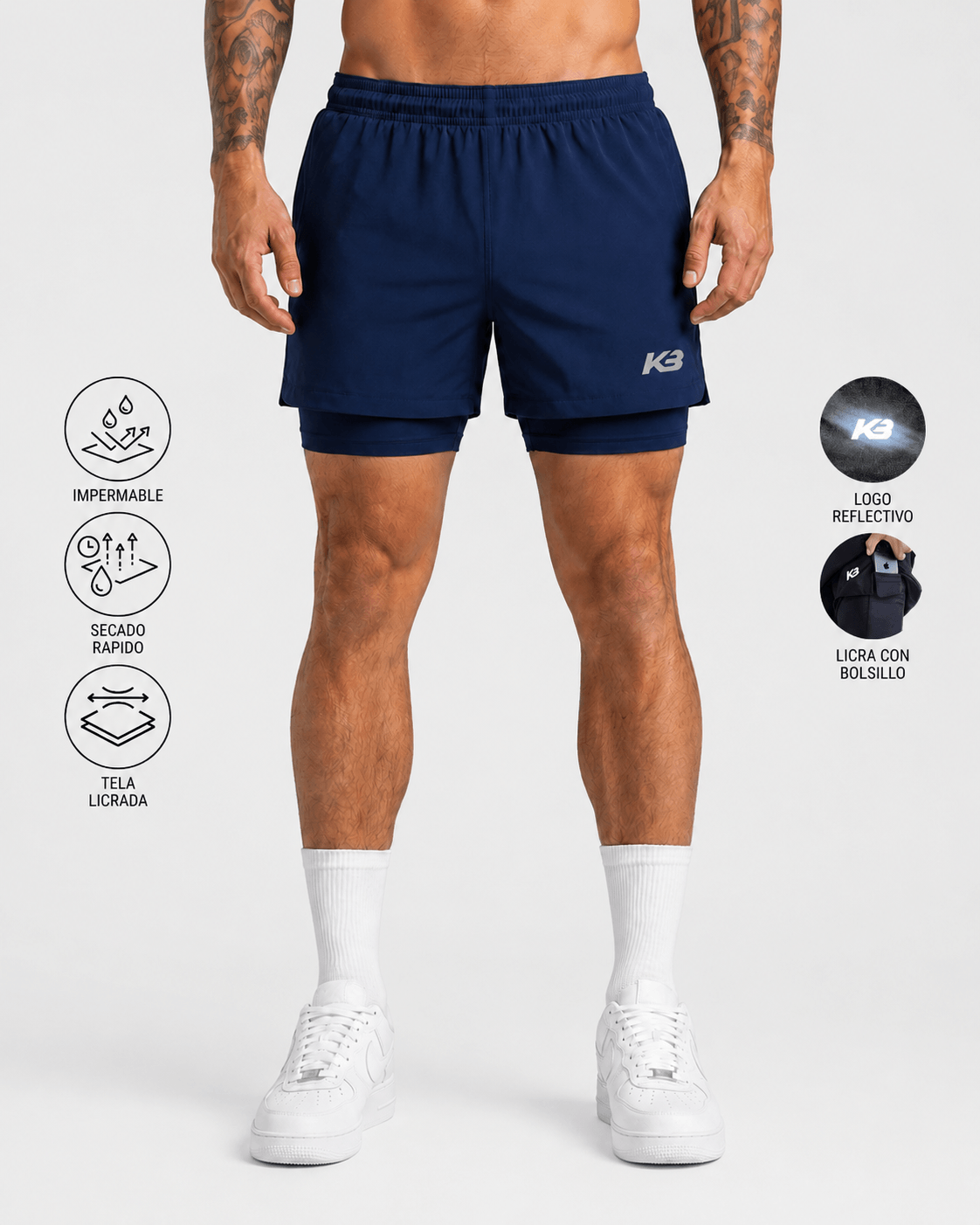 Pantaloneta Running Con Licra ┃KBMEN RF.343