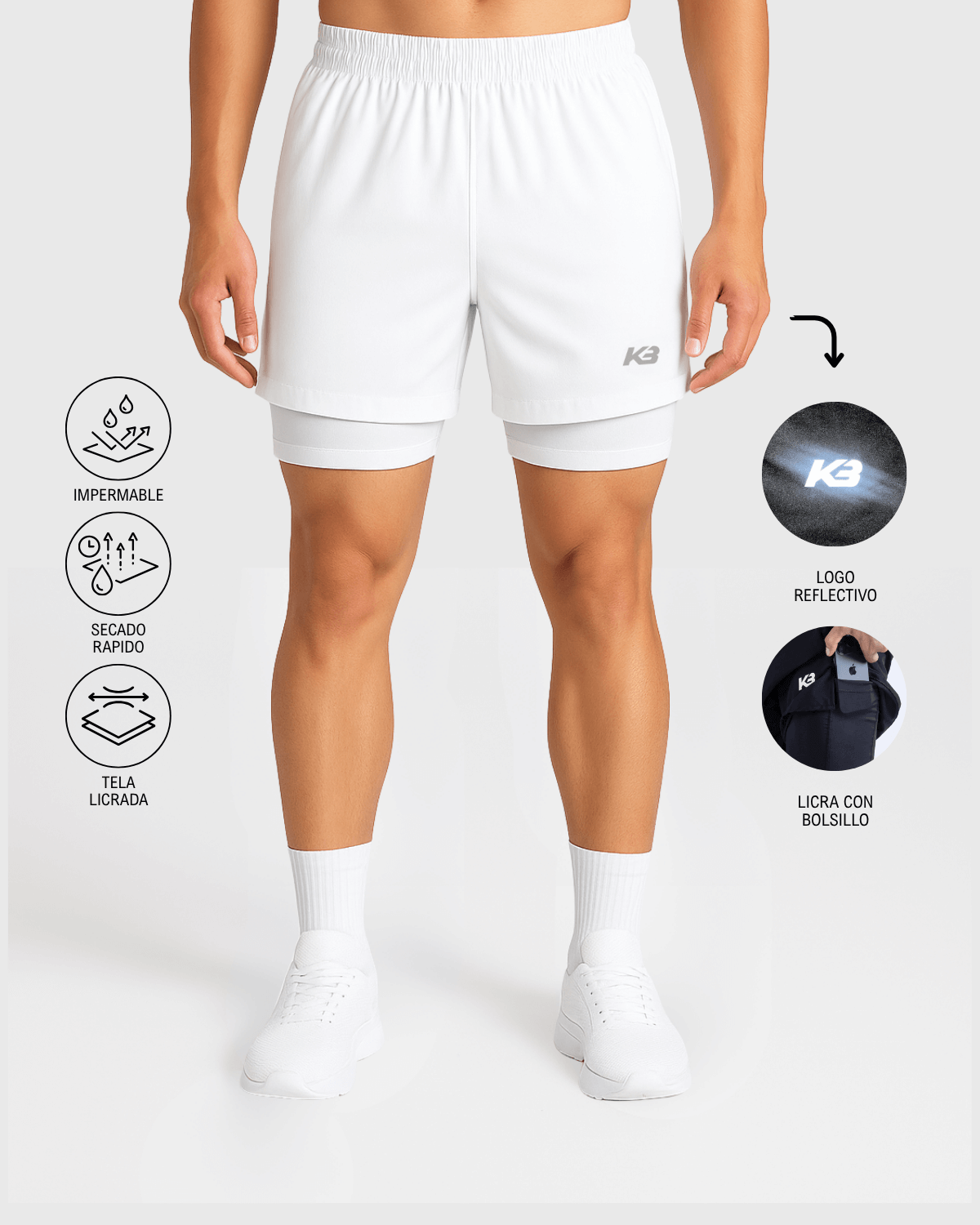 Pantaloneta Running Con Licra ┃KBMEN RF.343