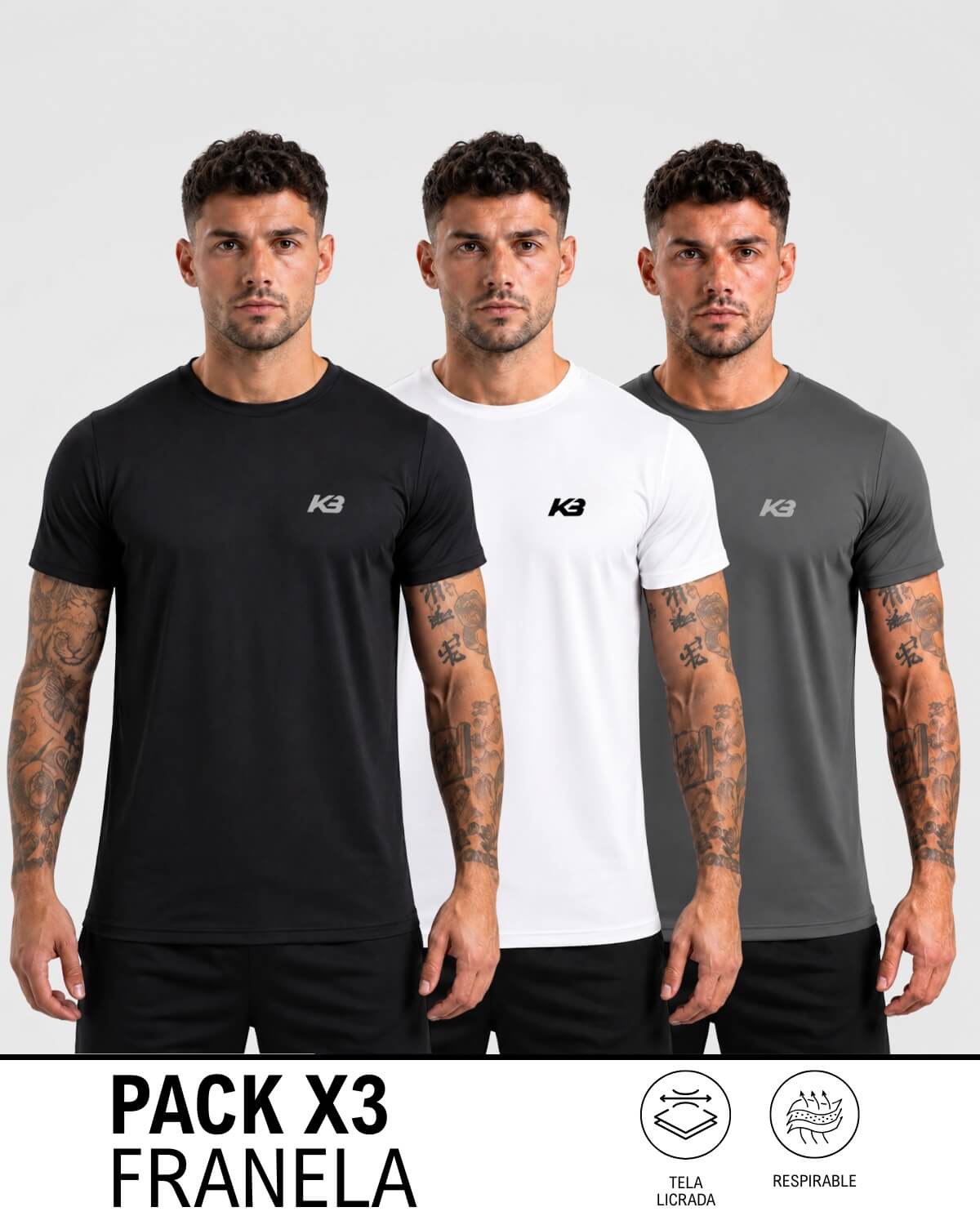 PACK X3 Franela Basica Ref 135 | KBMEN RF.363