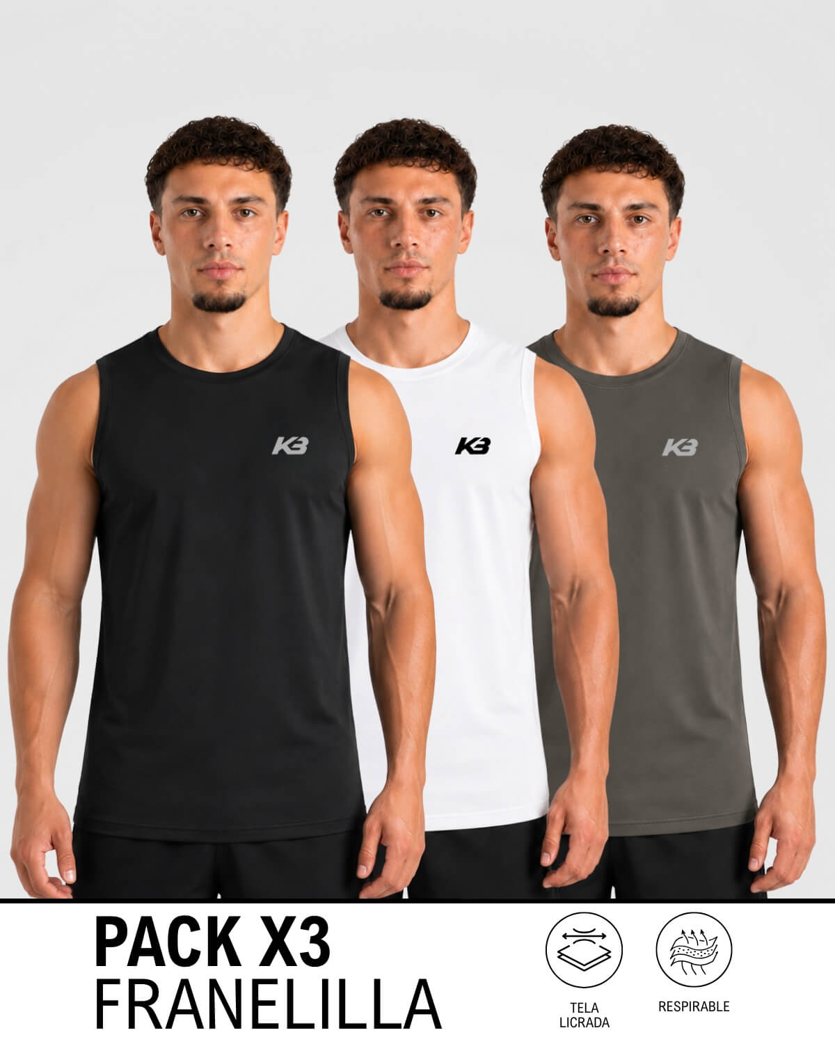 PACK X3 Franelilla Basica Ref 315 | KBMEN RF.364