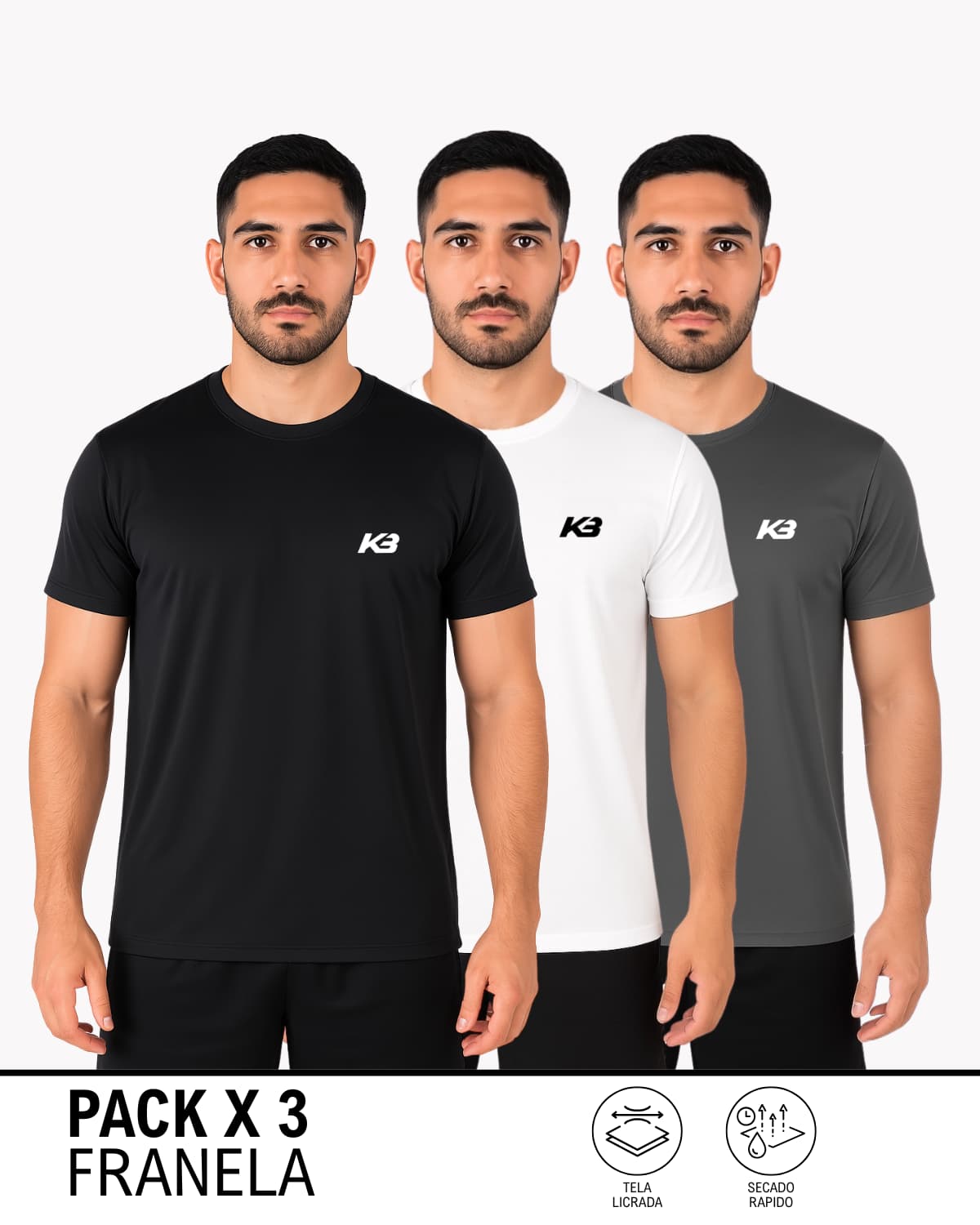 PACK X3 Franela Basica Ref 135 | KBMEN RF.363