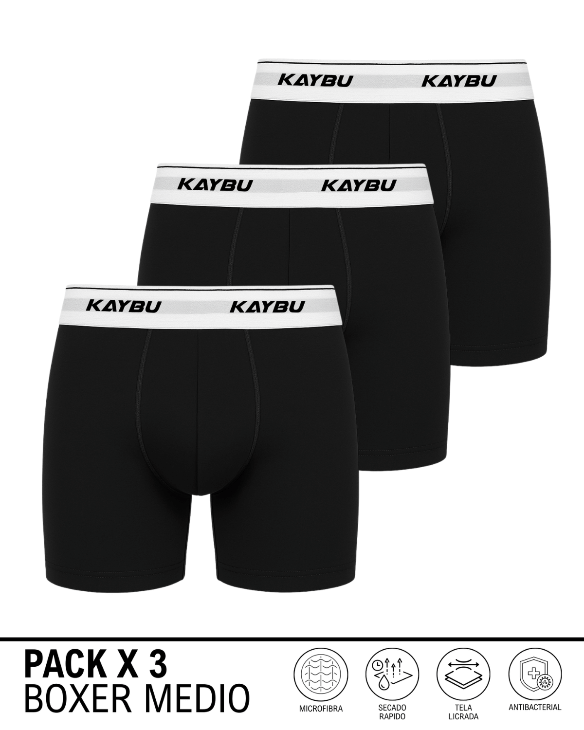 PACK X3 Boxer Fit Medio de Licra Premium | KBMEN RF.399
