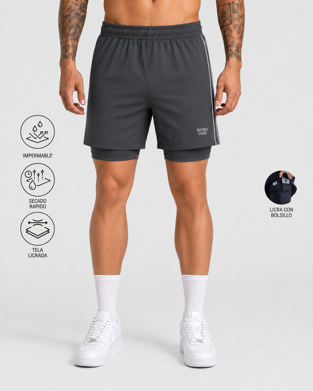 Pantaloneta Con Licra Y Bolsillo Kaybu Code┃KBMEN RF.435