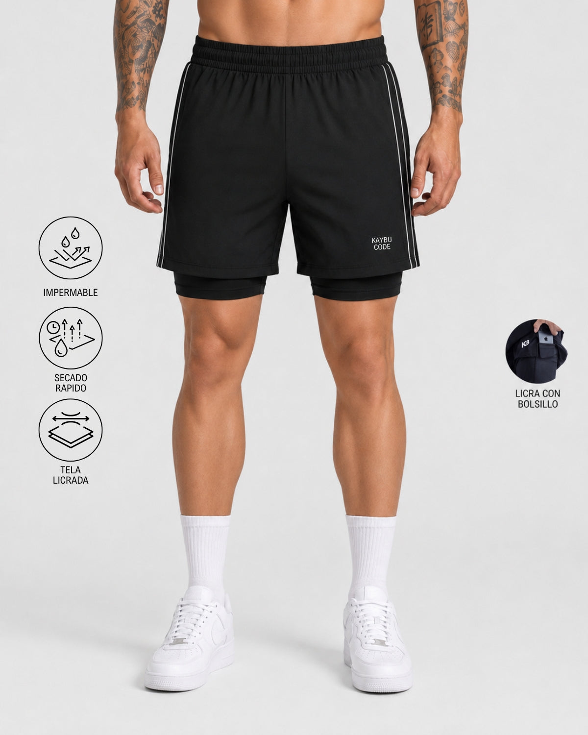 Pantaloneta Con Licra Y Bolsillo Kaybu Code┃KBMEN RF.435