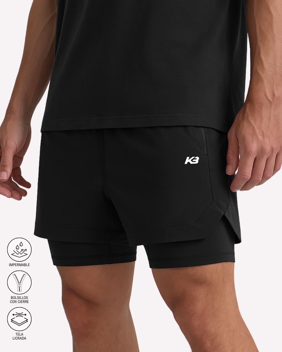 Pantaloneta con licra, bolsillo interno y bolsillos en cierre | KBMEN RF.331