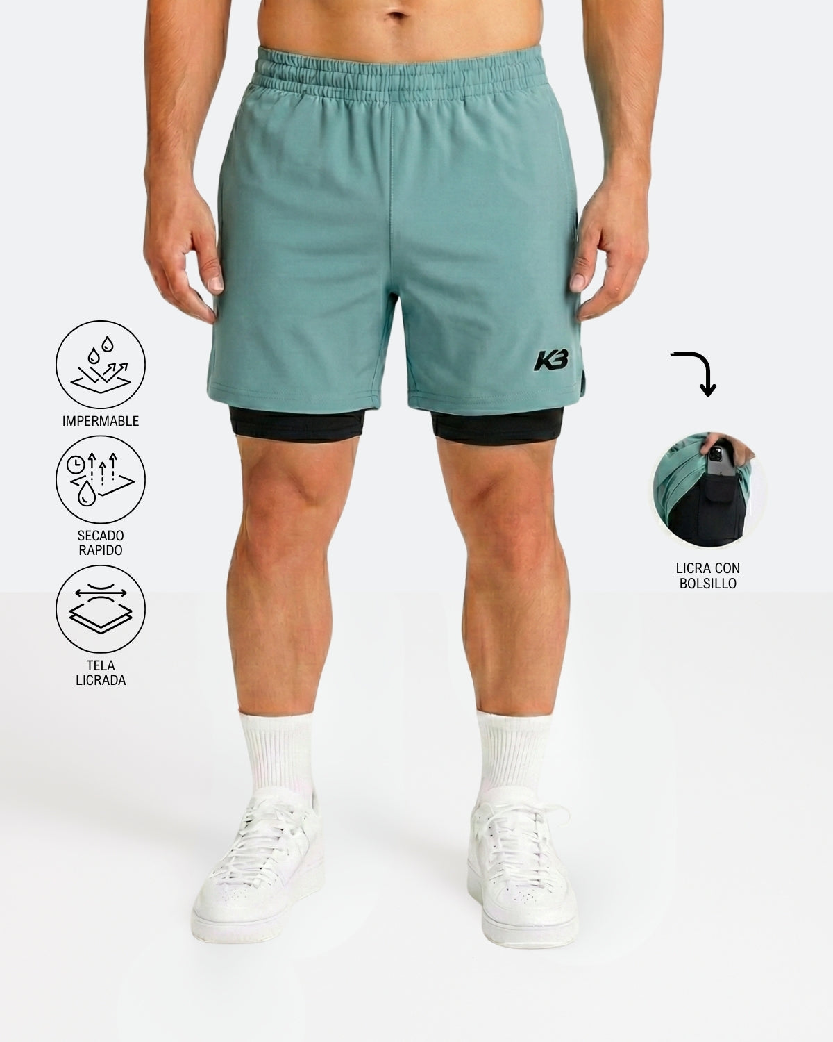 Pantaloneta Con Licra Y Bolsillo┃KBMEN RF.103