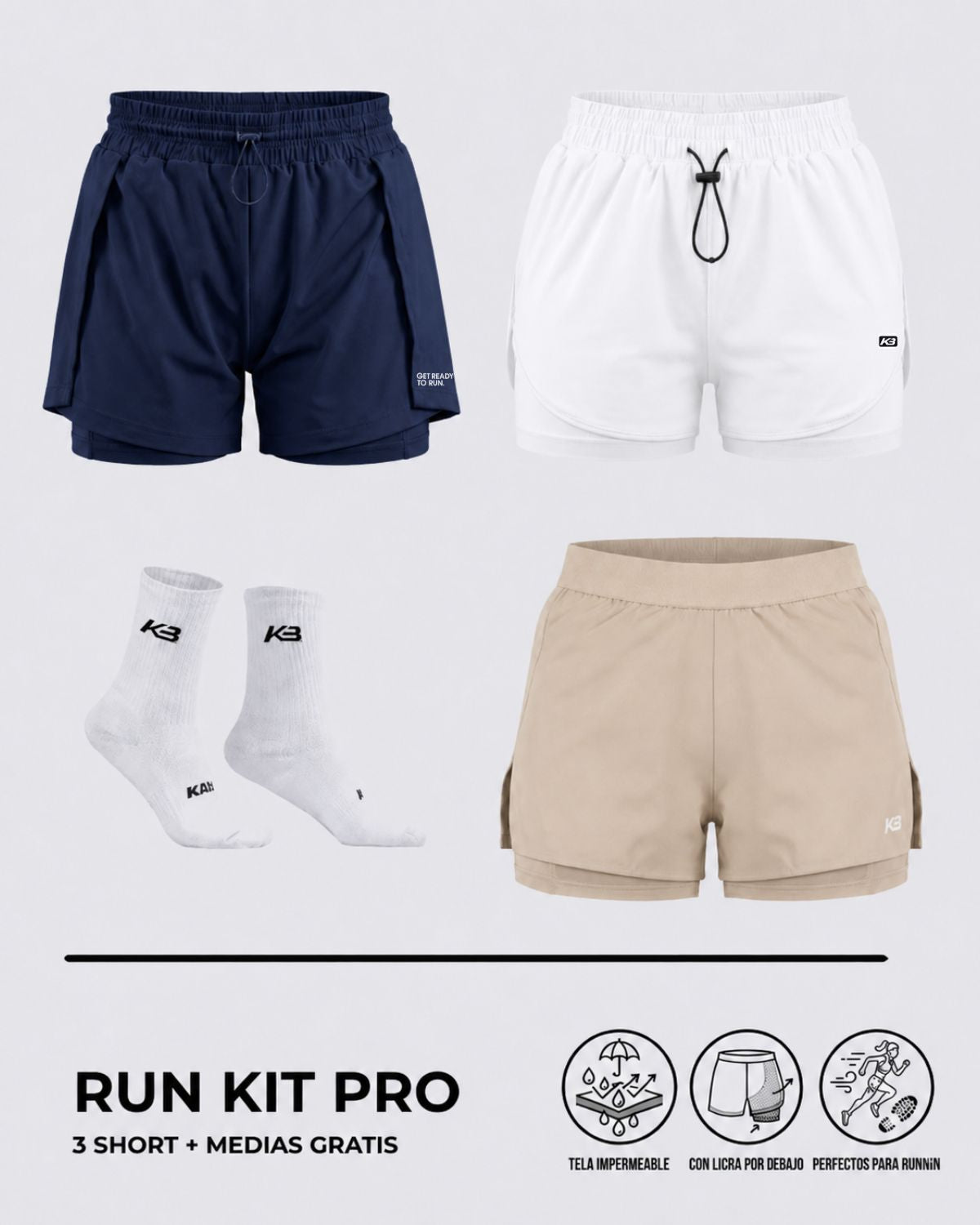 Pack X3 Short Running Mujer┃KAYBU REF.801076