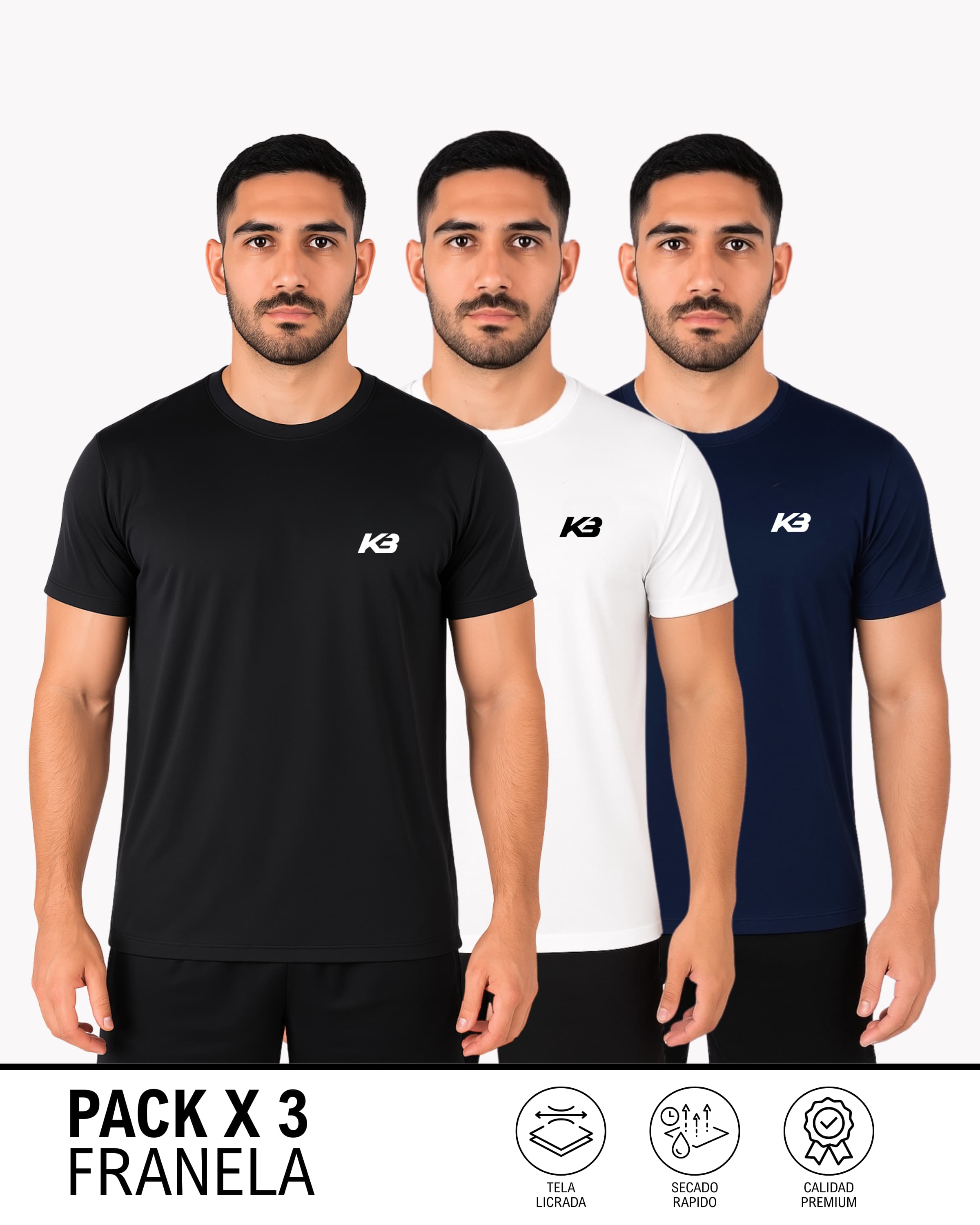 PACK X3 Franela Basica Ref 135 | KBMEN RF.363