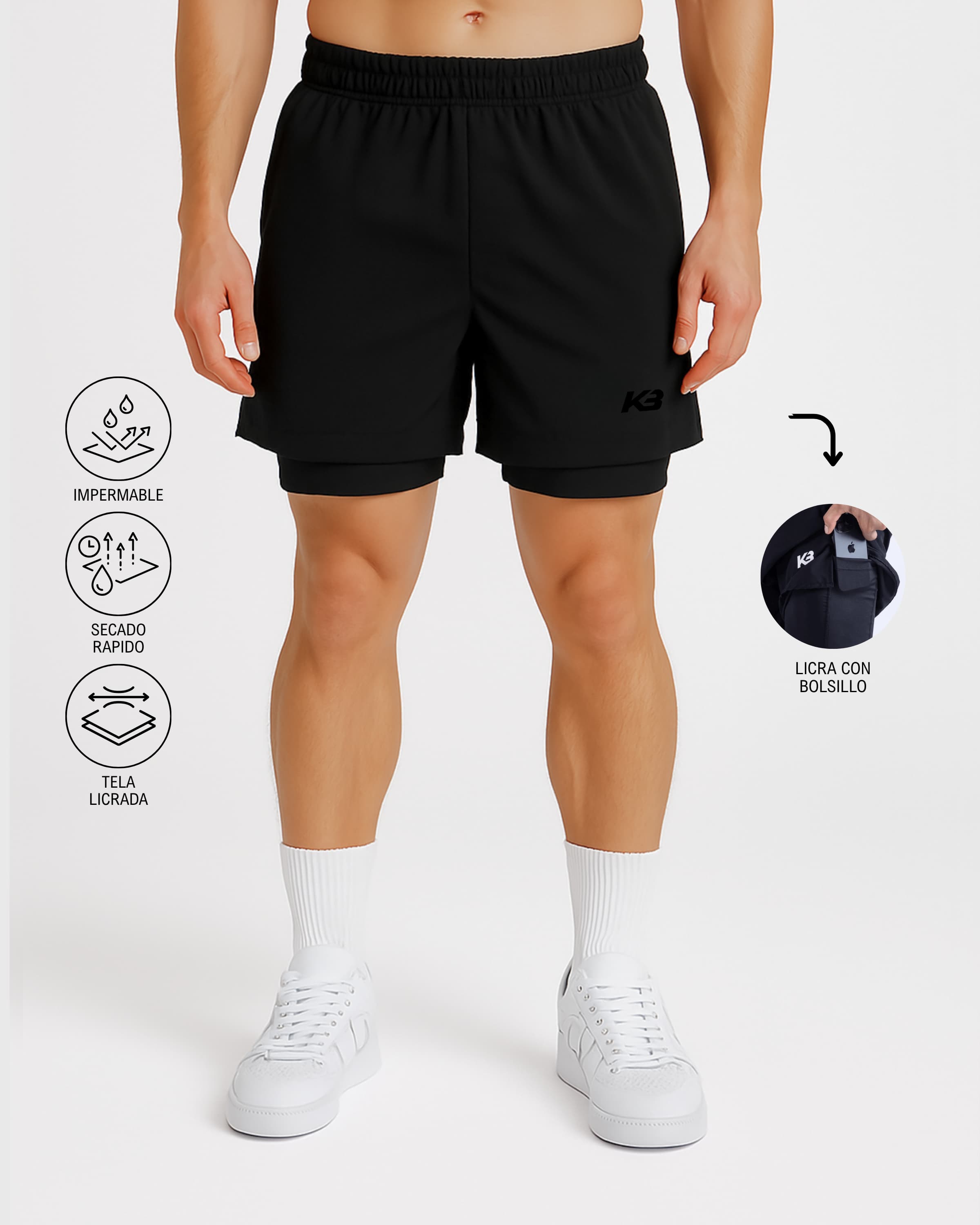 Pantaloneta Con Licra Blackout I KBMEN REF.327