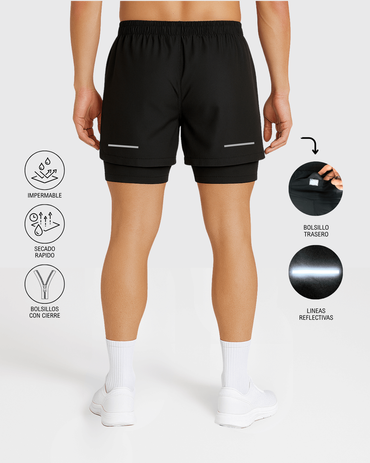 Pantaloneta Running Con Licra ┃KBMEN RF.343