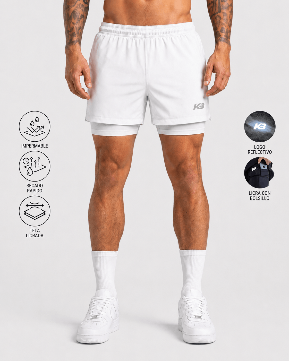 Pantaloneta Running Con Licra ┃KBMEN RF.343