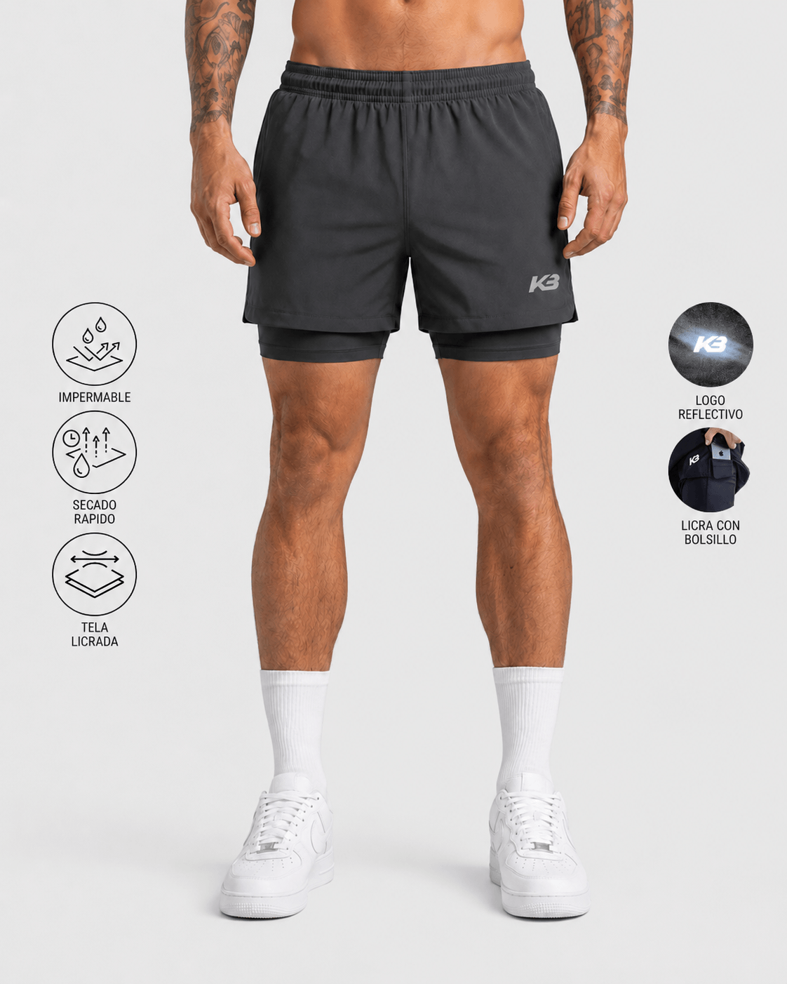 Pantaloneta Running Con Licra ┃KBMEN RF.343