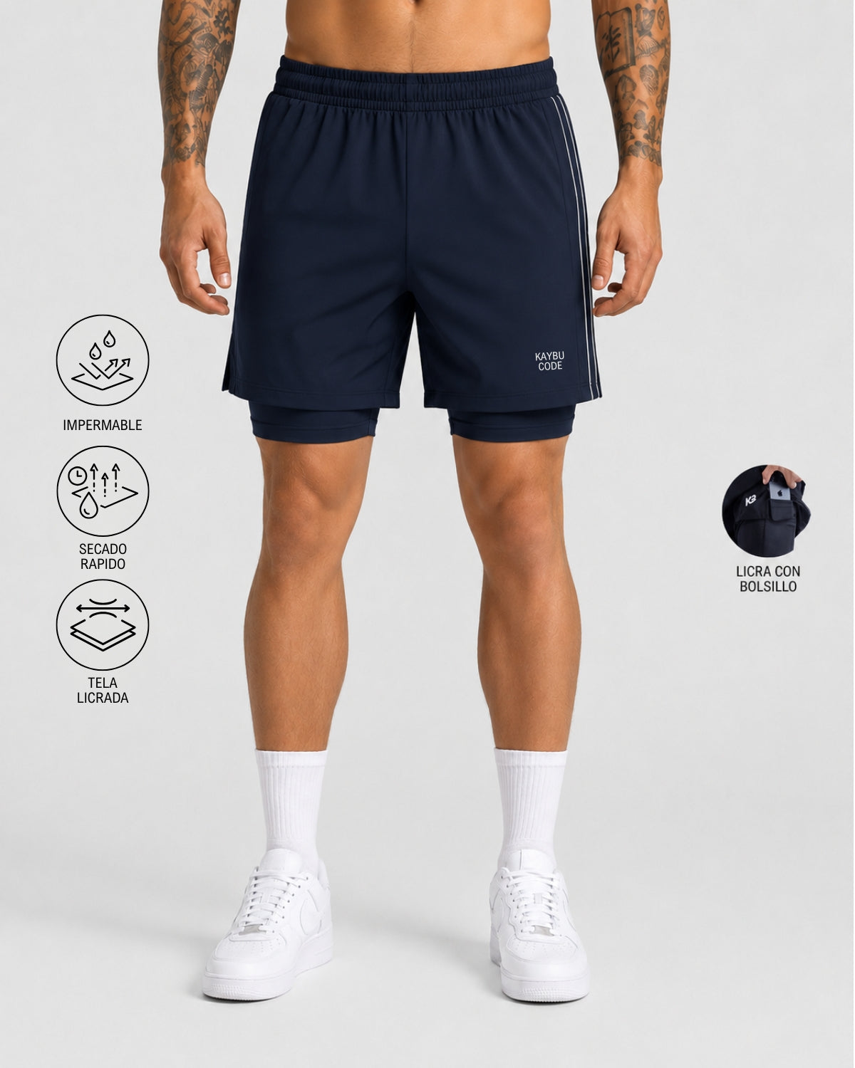 Pantaloneta Con Licra Y Bolsillo Kaybu Code┃KBMEN RF.435