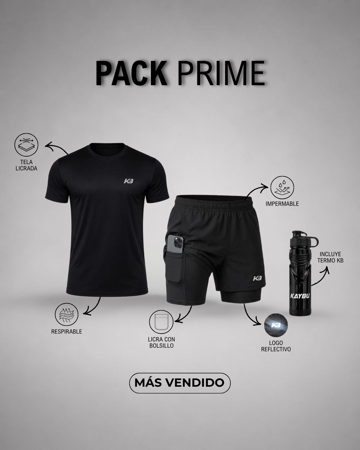 Pack Prime Franela y Pantaloneta + Termo | KBMEN RF.410