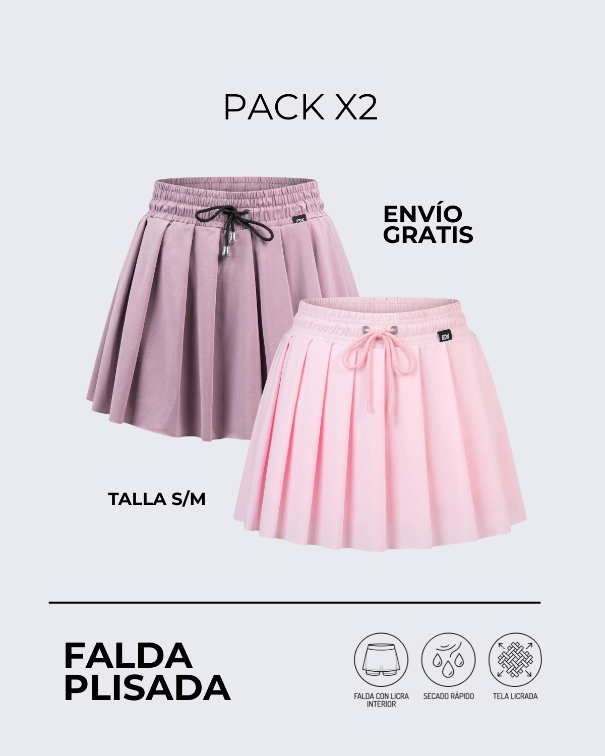 Pack X2 Falda Plisada┃KAYBU REF.02315