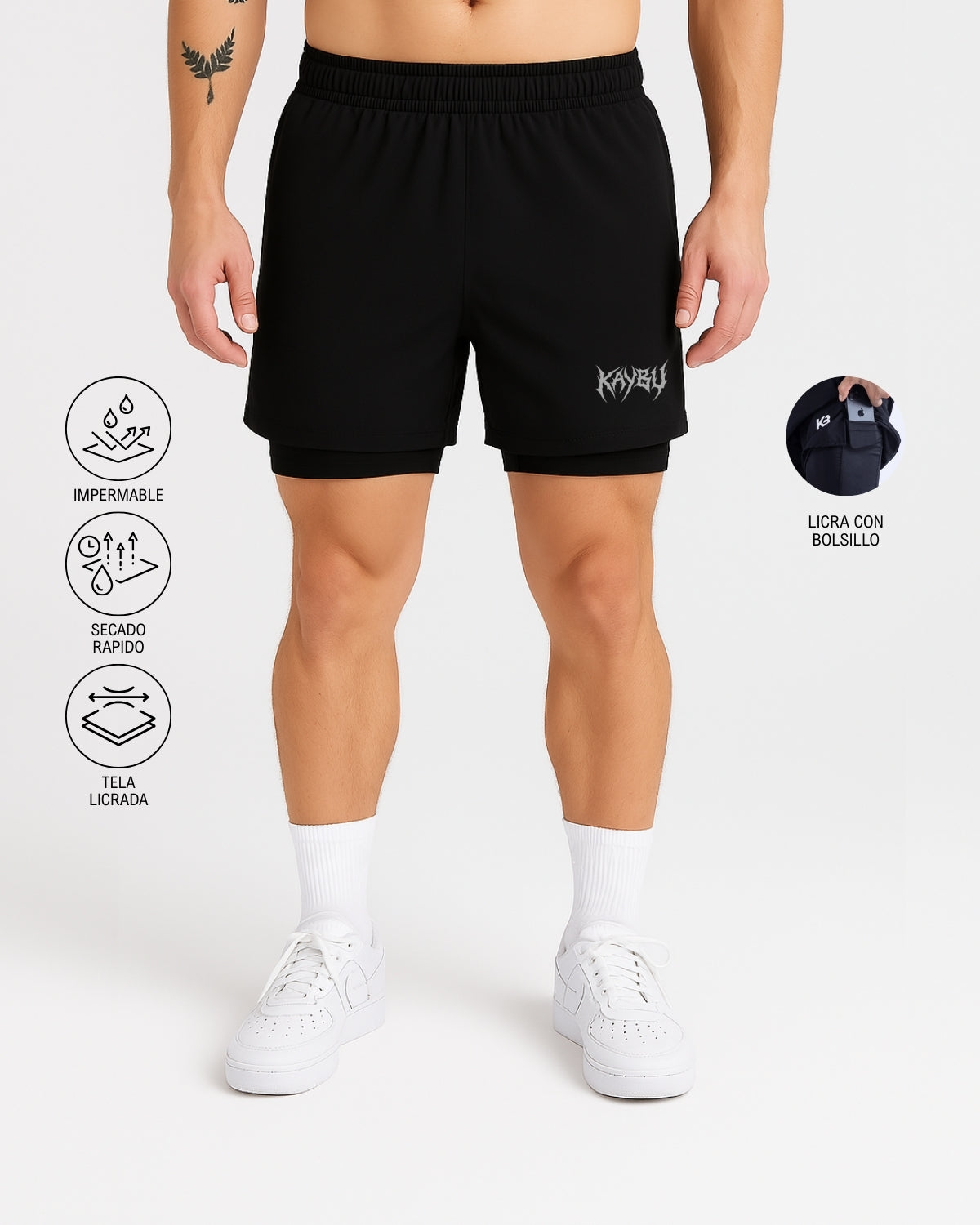 Pantaloneta Con Licra Y Bolsillo Dark┃KBMEN RF.414