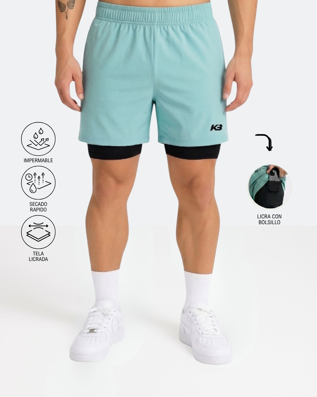 Pantaloneta Con Licra Y Bolsillo┃KBMEN RF.103
