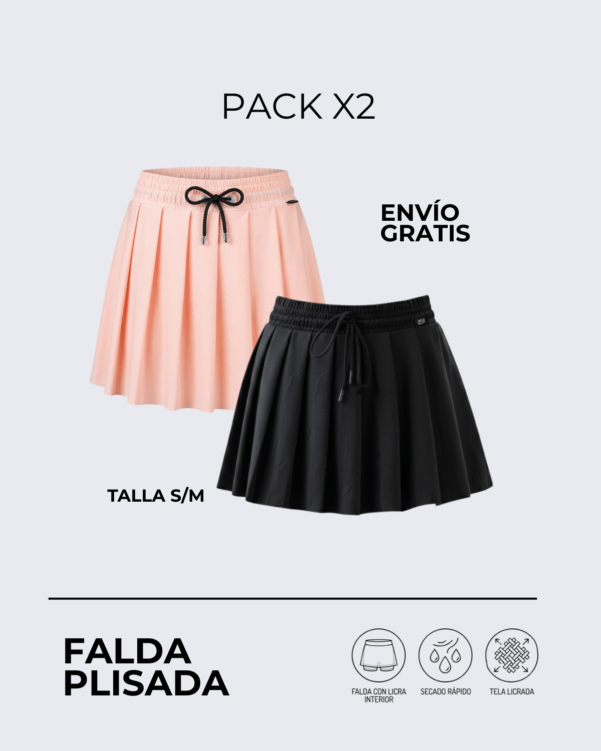 Pack X2 Falda Plisada┃KAYBU REF.02315